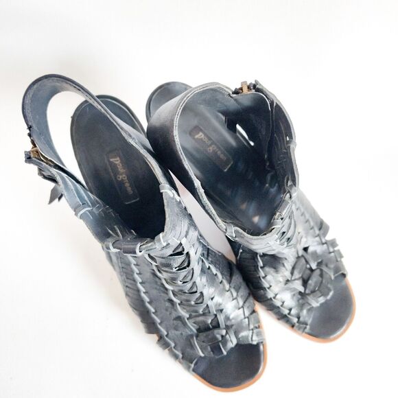 Paul Green Miranda Caged Sandals Black Slingback Peep Toe Block Heel UK 6/ US 9 - Picture 7 of 10